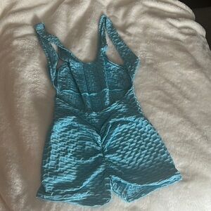 Textured Blue Romper